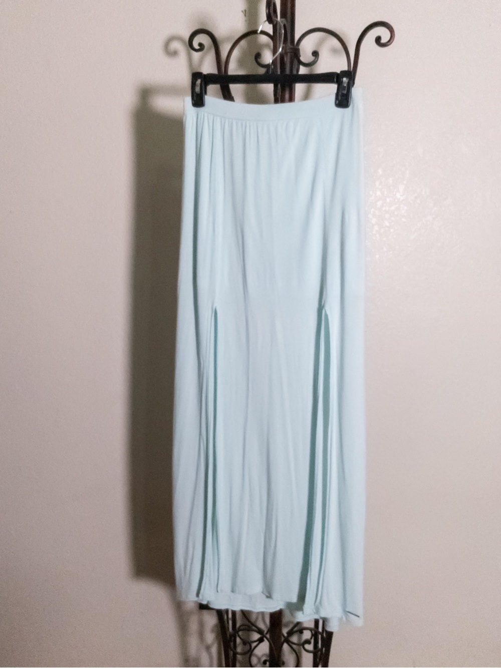Abercrombie & Fitch Light Blue Jersey Knit Maxi Skirt Double Slit Size M